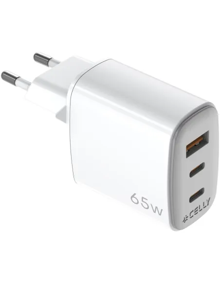 Celly UPTC1USB2USBC65 Cargador USB-C/USB-A Blanco