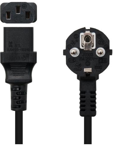 Nanocable 10.22.0102 Cable de Alimentación C13 Hembra a CEE7 Schuko Macho 1.5m