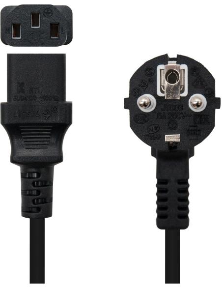 Nanocable 10.22.0102 Cable de Alimentación C13 Hembra a CEE7 Schuko Macho 1.5m