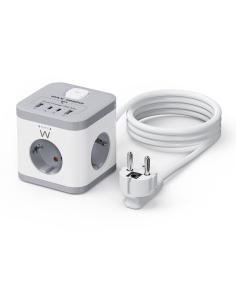 Ewent EW3863 Regleta en Bloque 3x Tomas Shucko 16A 2x USB-A 2x USB-C 5V/3A PD/QC 3.0 Blanca-1394047