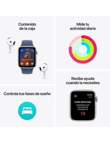 Apple Watch SE MXGK3QL/A GPS Cellular 40mm Caja de Aluminio con Correa Deportiva Blanco Estrella M/L