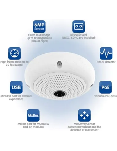 Mobotix MX-Q26B-6D016 Cámara de Videovigilancia 5MP Blanca