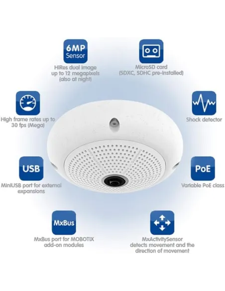 Mobotix MX-Q26B-6D016 Cámara de Videovigilancia 5MP Blanca