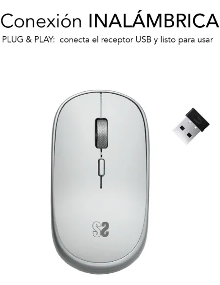 Subblim Mini Wireless Mouse Silver SUBMO-RFM0001 Ratón Plata