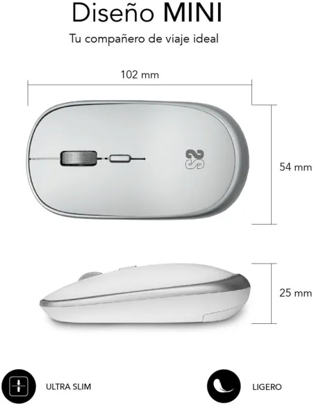 Subblim Mini Wireless Mouse Silver SUBMO-RFM0001 Ratón Plata