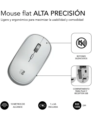 Subblim Mini Wireless Mouse Silver SUBMO-RFM0001 Ratón Plata
