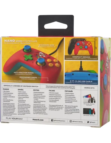 PowerA Nano NSGP0123-01 Mando para Nintendo Switch Super Mario Rojo