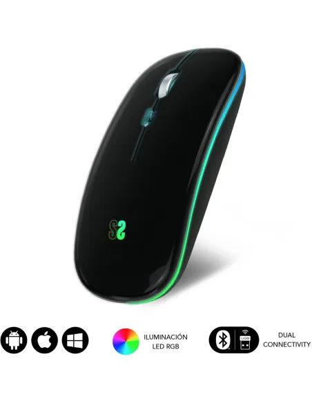 Subblim SUBMO-LDFLAT1 Ratón Inalámbrico RGB Negro