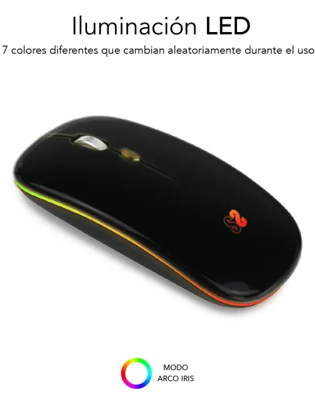 Subblim SUBMO-LDFLAT1 Ratón Inalámbrico RGB Negro