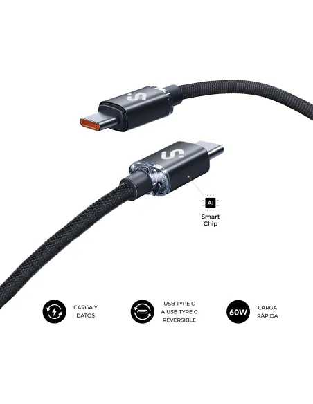 Subblim Optimus SUBCAB-C06001 Cable USB-C Negro