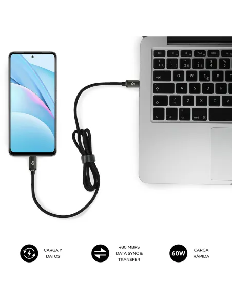 Subblim Optimus SUBCAB-C06001 Cable USB-C Negro