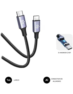 SUBBLIM Optimus 100W 1M Negro Cable USB 2.0 Tipo-C de Carga Rápida CC-1399488