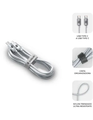 SUBBLIM Optimus 60W 2M Blanco Cable USB 2.0 Tipo-C de Carga Rápida CC