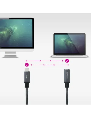 Nanocable 10.01.4501-COMB USB-C 3.2 2x2 100W 4K/60Hz Macho/Hembra 1M Negro