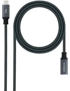 Nanocable 10.01.4500-COMB USB-C 3.2 2x2 100W 4K/60Hz Macho/Hembra 50cm Negro/Gris-APTAPC1196