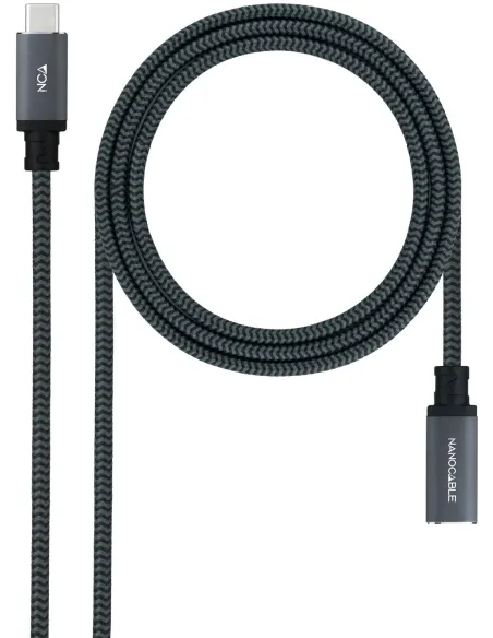 Nanocable 10.01.4500-COMB USB-C 3.2 2x2 100W 4K/60Hz Macho/Hembra 50cm Negro/Gris