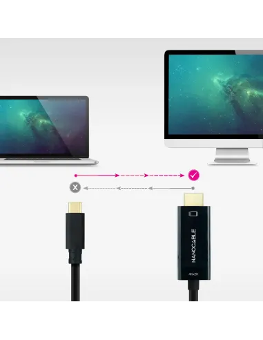 Nanocable 10.15.5135 Cable Conversor USB-C a HDMI 1.4 4K@30Hz 5M Negro