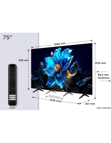 TCL P7K 75P7K 75" QLED 4K UHD GoogleTV Dolby Atmos
