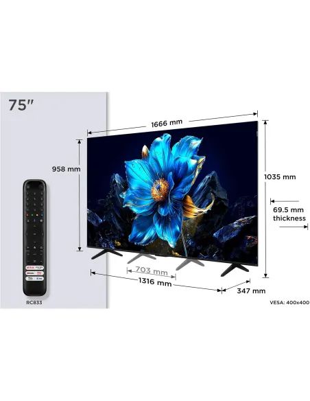 TCL P7K 75P7K 75" QLED 4K UHD GoogleTV Dolby Atmos