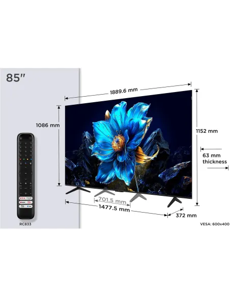 TCL P7K 85P7K 85" QLED 4K UHD GoogleTV Dolby Atmos