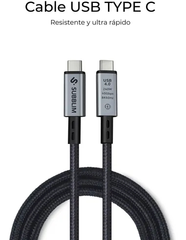 Subblim SUBCAB-C24010 Cable USB USB4 HIGH Gen 3x2 USB-C 1.5M Negro