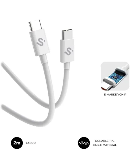 Subblim PLUS 100W C-C 2M Blanco