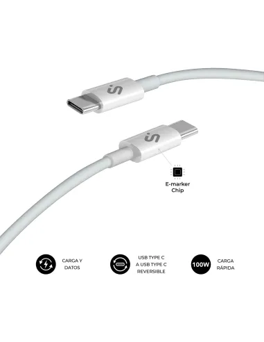 Subblim PLUS 100W C-C 2M Blanco