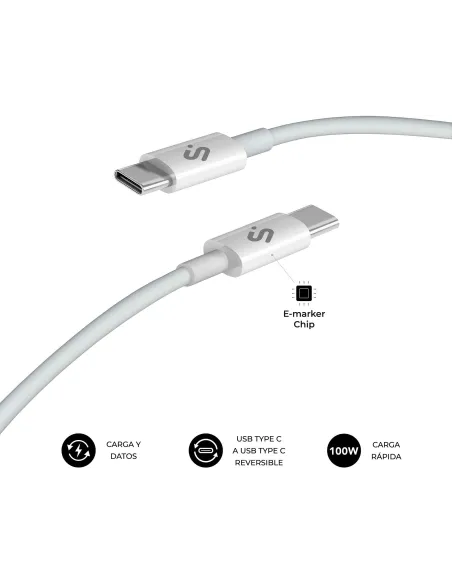Subblim PLUS 100W C-C 2M Blanco