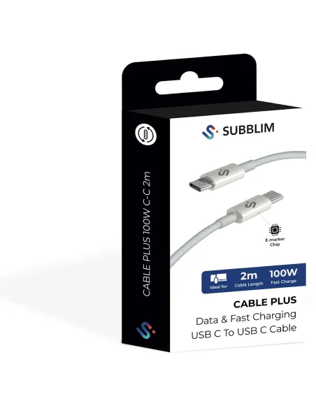 Subblim PLUS 100W C-C 2M Blanco