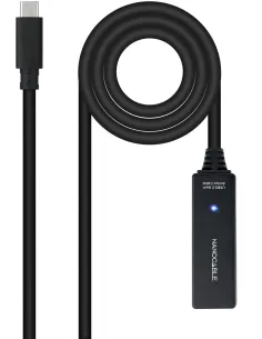 Nanocable 10.01.1311 Cable USB 3.2 Gen1 Prolongador con Amplificador USB-C a USB-C Macho/Hembra 5M Negro-APTAPC1190