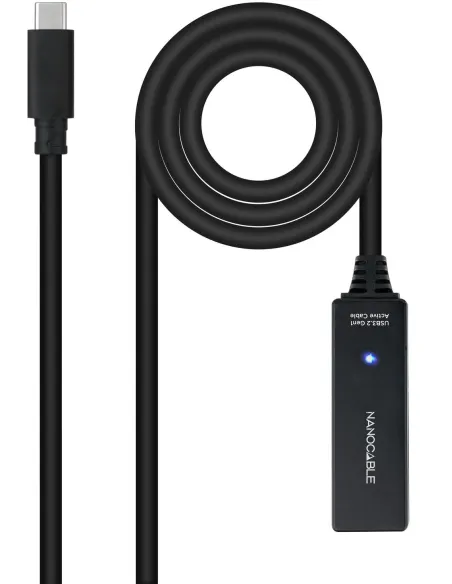 Nanocable 10.01.1311 Cable USB 3.2 Gen1 Prolongador con Amplificador USB-C a USB-C Macho/Hembra 5M Negro