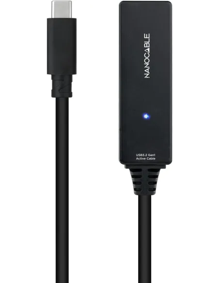 Nanocable 10.01.1311 Cable USB 3.2 Gen1 Prolongador con Amplificador USB-C a USB-C Macho/Hembra 5M Negro
