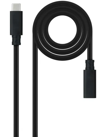 Nanocable 10.01.4501 Cable Prolongador USB-C 3.2 Gen2x2 20Gbp 100W/5A 4K/60Hz USB-C a USB-C Macho/Hembra 1M Negro