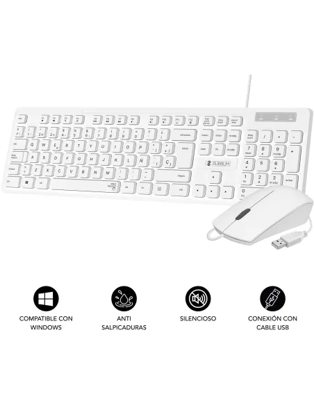 Subblim SUBKBC-CSSK02 Teclado y Ratón USB Blancos