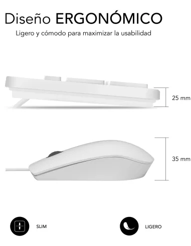 Subblim SUBKBC-CSSK02 Teclado y Ratón USB Blancos