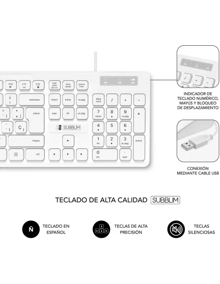 Subblim SUBKBC-CSSK02 Teclado y Ratón USB Blancos