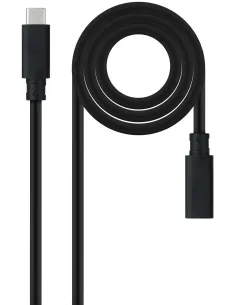 Nanocable 10.01.4501-L150 Cable alargador USB 3.2 Gen 2x2 USB-C a USB-C Macho/Hembra 1.5M Negro-APTAPC1194