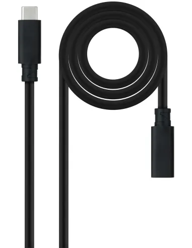 Nanocable 10.01.4501-L150 Cable alargador USB 3.2 Gen 2x2 USB-C a USB-C Macho/Hembra 1.5M Negro