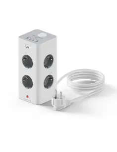 Ewent EW3864 Regleta en Bloque 8 Tomas Shucko 2x USB-A 2x USB-C 5V/3A PD/QC 3.0 Blanca-1394048
