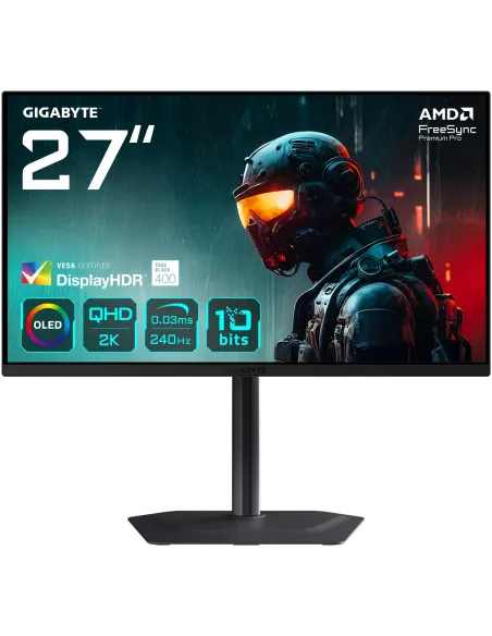 Gigabyte MO27Q2 27" QD-OLED QHD 240Hz 0.03ms HDR 400 Altura Ajustable FreeSync Premium Pro