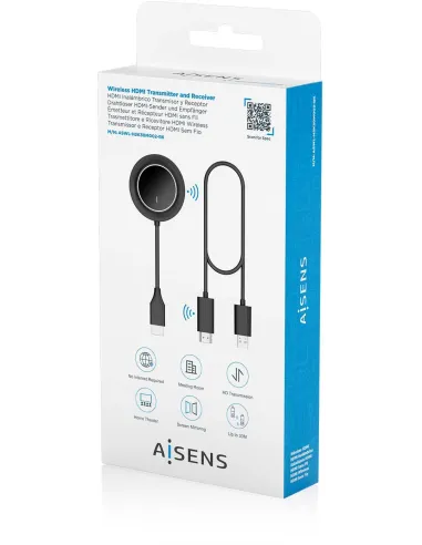 Aisens ASWL-H2K30M002-BK Transmisor HDMI inalámbrico 1080P 60Hz 30m Plug and Play