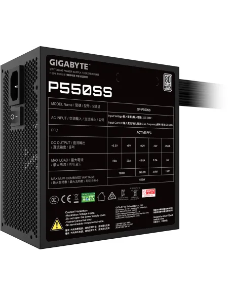 Gigabyte P550SS 550W 80 Plus Silver ATX 3.0 PCie 5.0  Negra