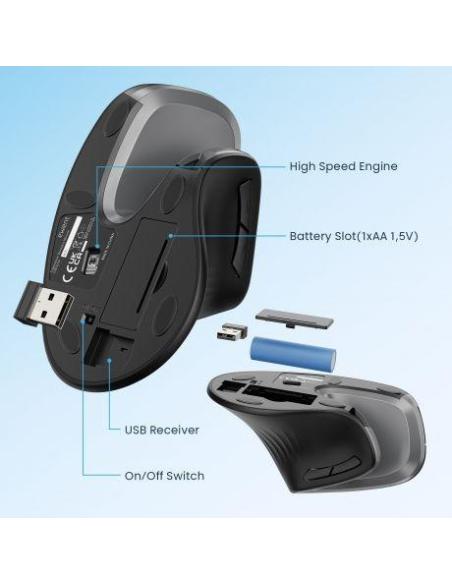 Ewent EW3154 Ratón Inalámbrico Ergonómico 3200 DPI