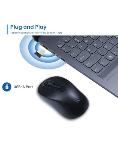 Ewent EW3218 Ratón Inalámbrico USB-A 1600 DPI y Clics Silenciosos