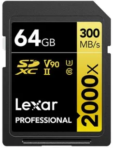 Lexar Professional 2000x 64GB Gold Series SDHC UHS-II U3 V90 Clase 10-1399375
