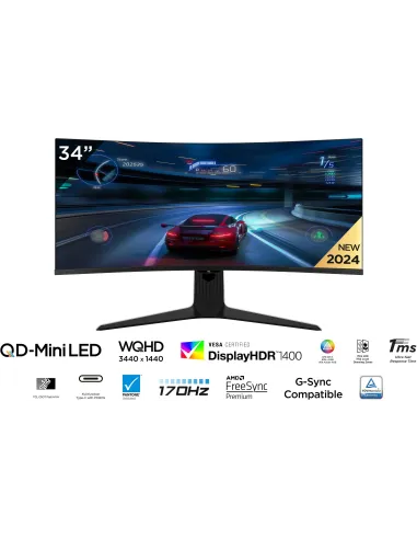 TCL 34R83Q 34" Mini LED Fast VA 4K UHD 170Hz Curvo