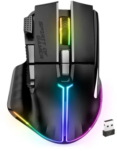 Spirit of Gamer PRO M5 DARK WIRELESS Ratón Gaming Inalámbrico RGB 8000DPI Negro
