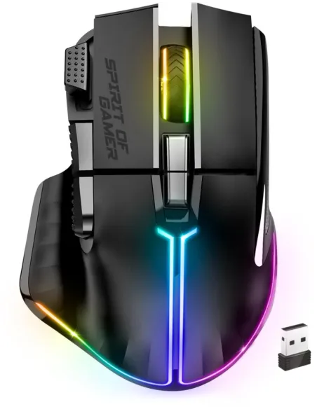 Spirit of Gamer PRO M5 DARK WIRELESS Ratón Gaming Inalámbrico RGB 8000DPI Negro