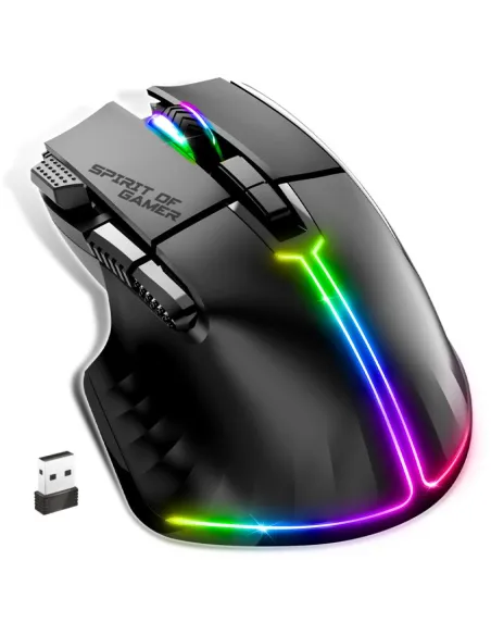 Spirit of Gamer PRO M5 DARK WIRELESS Ratón Gaming Inalámbrico RGB 8000DPI Negro