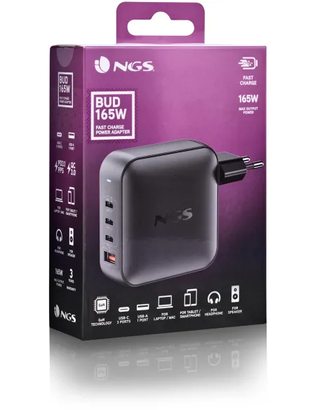 NGS BUD165W Cargador de Smartphone x3 USB-C/x1 USB-A